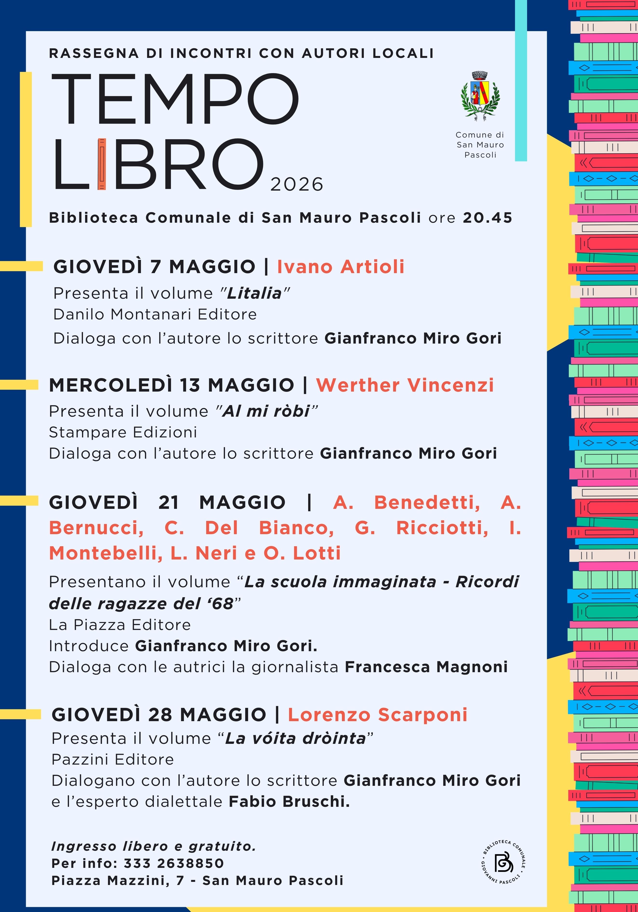 Tempo Libro 2026: Rassegna di Incontri con Autori Locali a San Mauro Pascoli